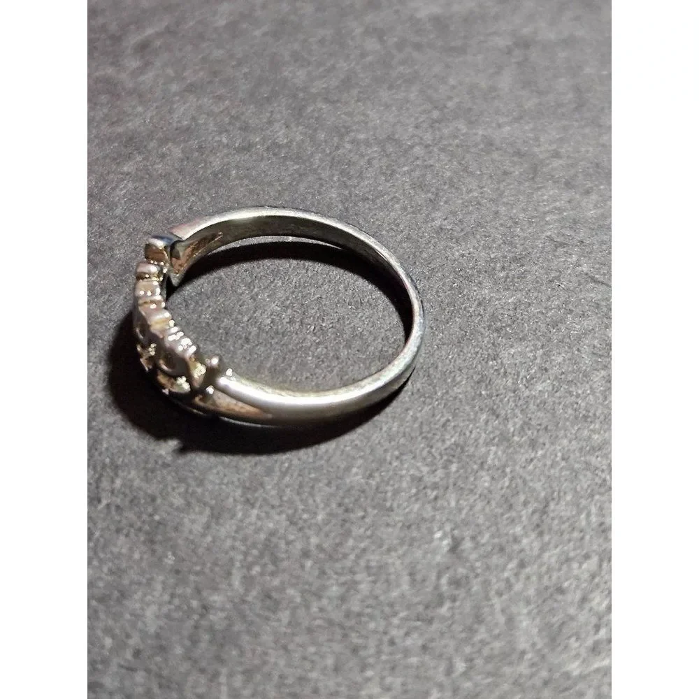 Silver tone happy ring size 8